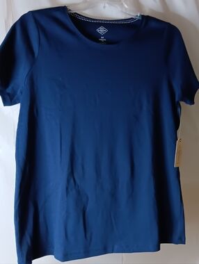 St. John's Bay Womens XLT Americana Navy Essential Tee Cotton NWT